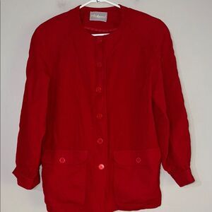 Vintage Red Wool Blazer Button Front